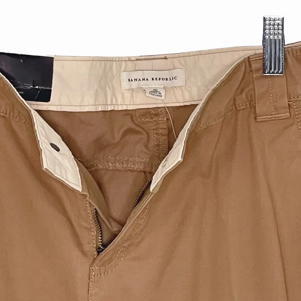 Banana Republic Khaki Chinos Wide Leg Dark Tan 10 NEW